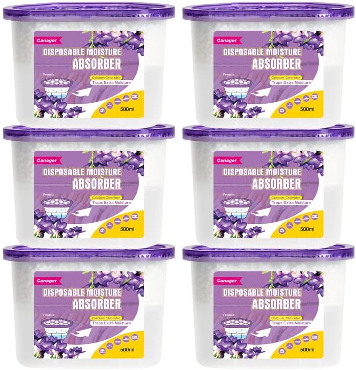 CANAGER Moisture Absorber Box-Odor Eliminator,Absorb Excess Moisture. Suitable for Wardrobe, Bedroom, Kitchen and Bathroom-6 Packs, Effectively Collect Water, Fresh Air,Freesia. Fuchsia - Image 1